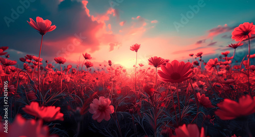 sunset flowers landscape