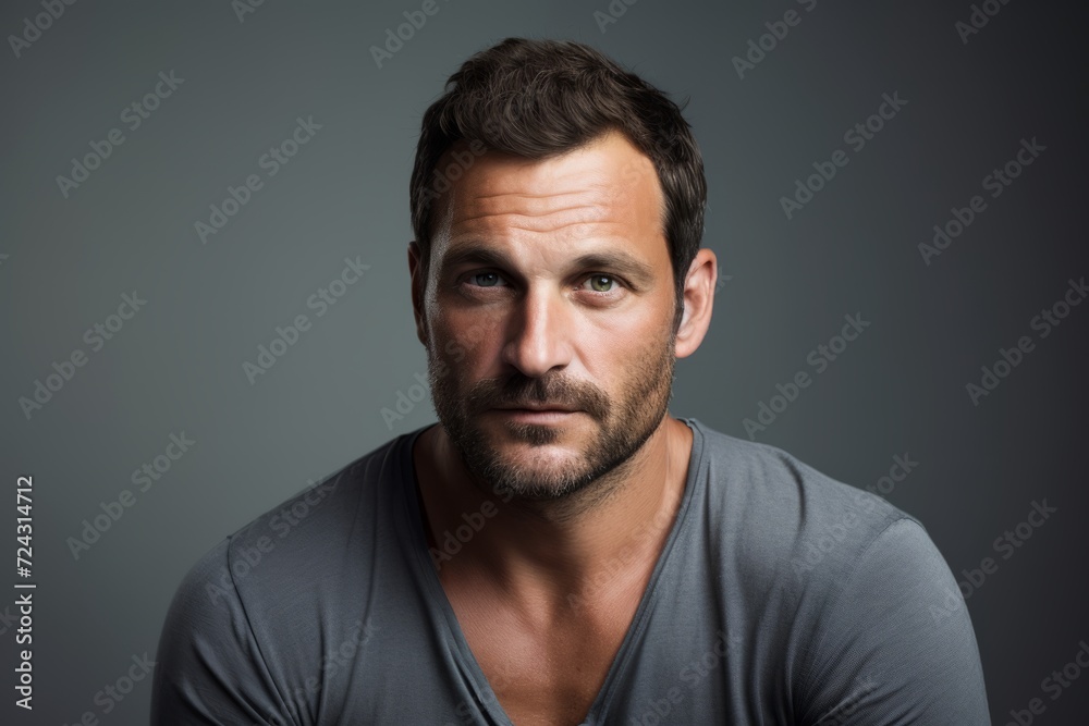 Portrait of a handsome man over grey background. Men's beauty, fashion. Portrait of a handsome man over grey background. Men's beauty, fashion.