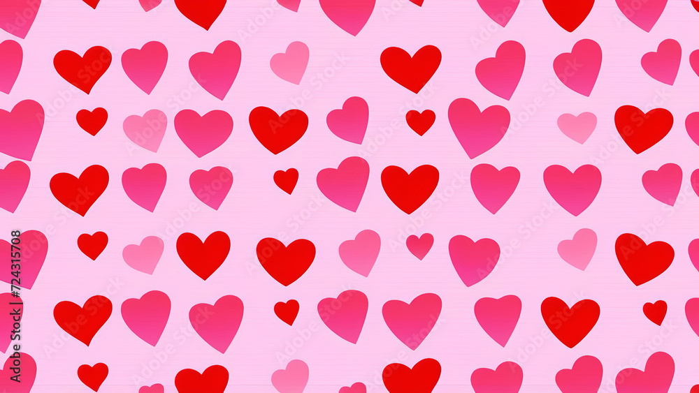 Abstract background of red and pink hearts