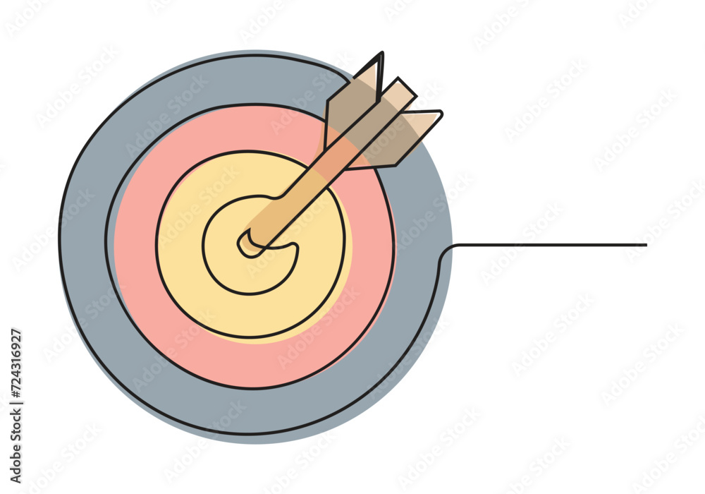 Target with arrows in Continuous line drawing. shot bullseye. Business strategy concept. Arrow in target pad. Vector illustration
Target with arrows in Continuous line drawing. shot bullseye. Business strategy concept. Arrow in target pad. Vector illustration