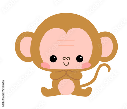 幼児向けのかわいいサルのキャラクターイラスト
