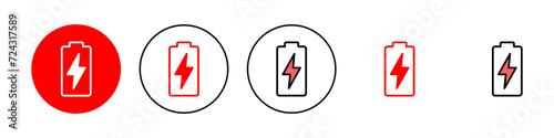 Battery icon set illustration. battery charging sign and symbol. battery charge level