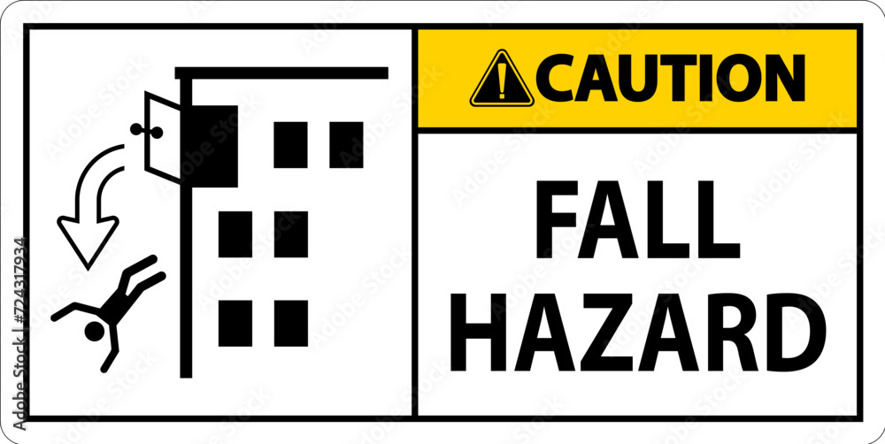 Caution Sign, Fall Hazard Caution Sign, Fall Hazard