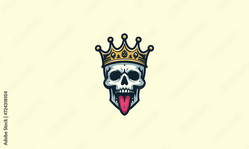 head skull wearing crown vector mascot design Stock Vector | Adobe Stock