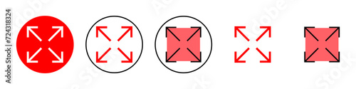 Fullscreen Icon set illustration. Expand to full screen sign and symbol. Arrows symbol photo