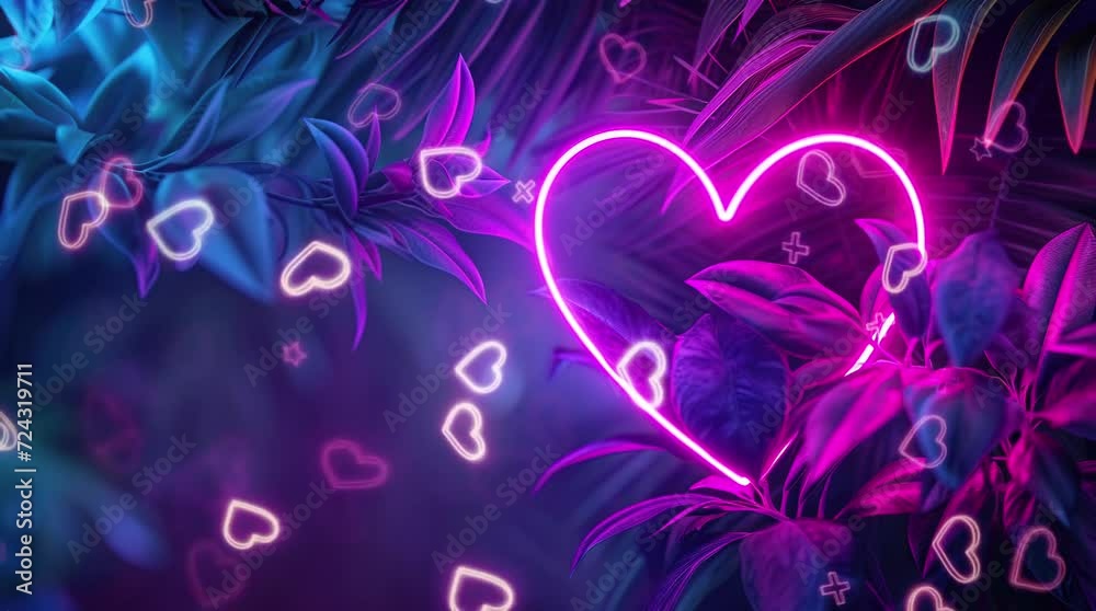 Beautiful shiny hearts and abstract lights Valentines day background banner Seamless looping 4k time-lapse virtual video animation background. Generated AI