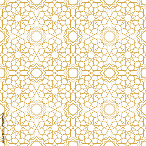 Gold Line Islamic Seamless Pattern