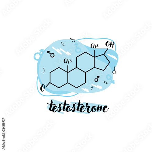 Structural chemical formula of testosterone hormone on white background photo