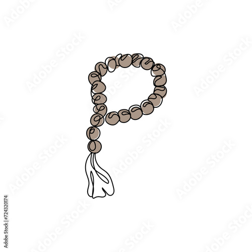Drawn Muslim prayer beads o...