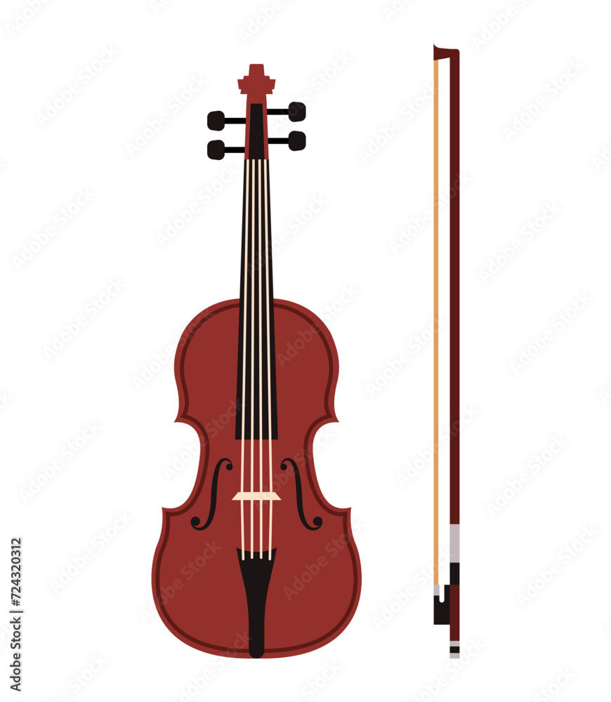 Musical instrument violin on white background Musical instrument violin on white background