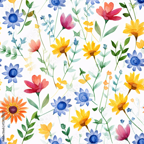 Seamless pattern.Three variations of seamless watercolor floral patterns  ideal for vibrant wrapping paper and textile design.