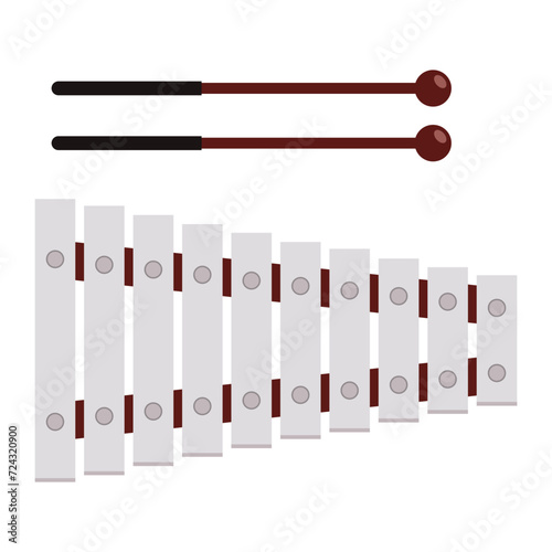 Xylophone with mallets on white background