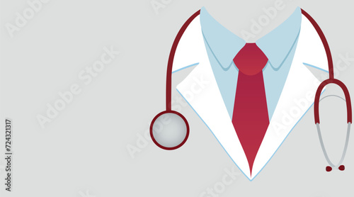 Banner for design with drawn doctor's uniform and stethoscope