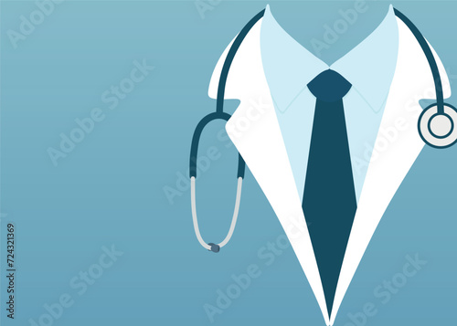 Banner for design with drawn doctor's uniform and stethoscope