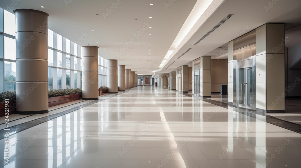 Image of a clean and spacious building hallway.