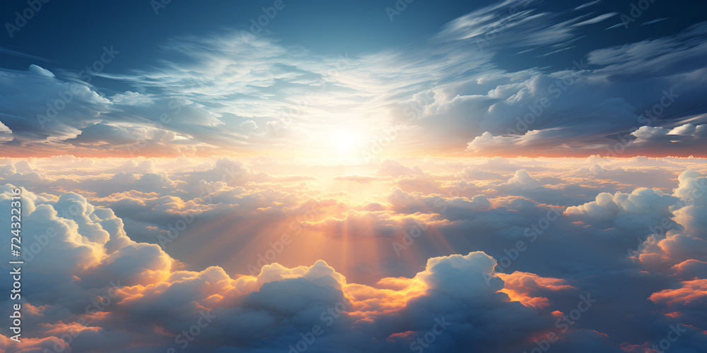 clouds and sky, Photo scenic view of sea against dramatic sky during sunset, Blue sky clouds background,Photo low angle view of orange sky,GENERATIVE AI,
