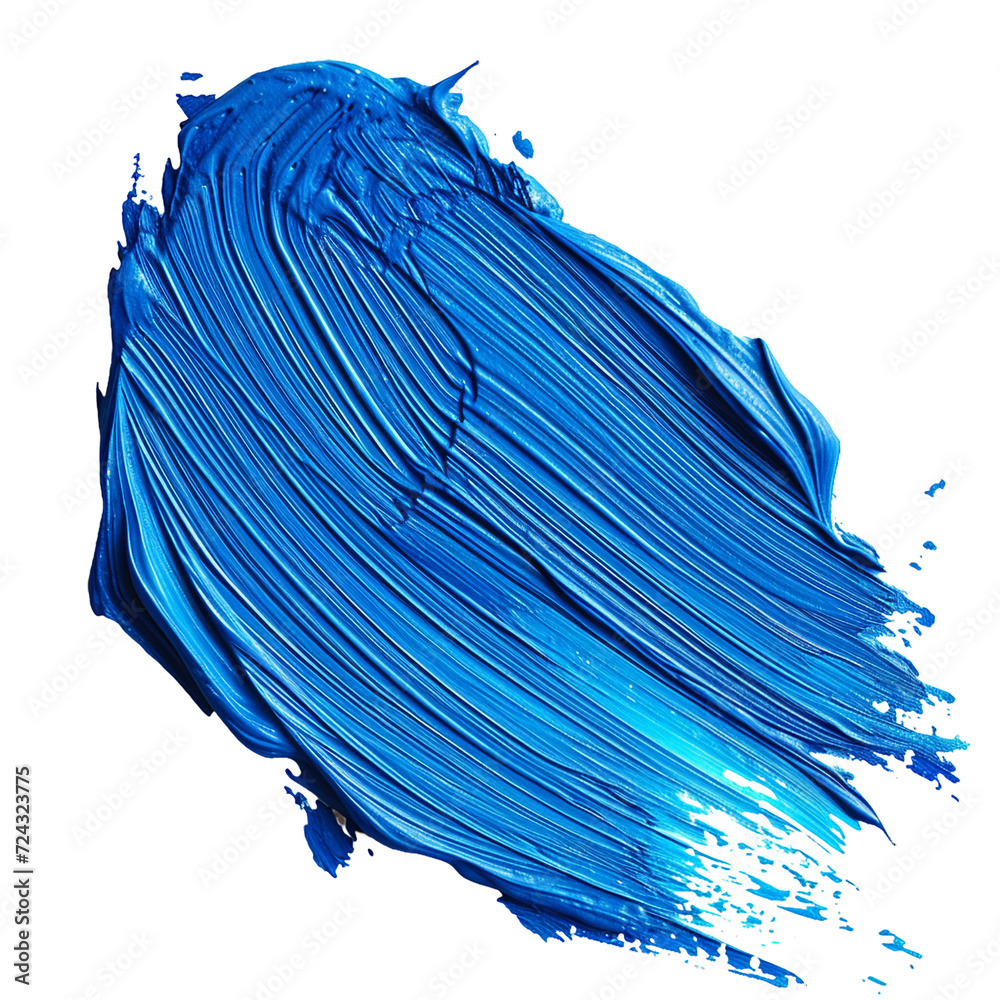 Blue color brushstroke, isolated PNG object