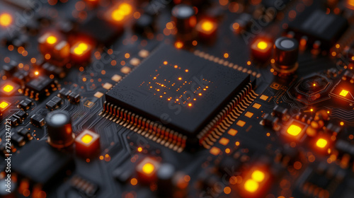 close up of electronic circuit board,Circuit board and AI micro processor, Artificial intelligence of digital human