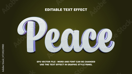Fototapeta Naklejka Na Ścianę i Meble -  Editable Text Effect Peace 3D Vector Template