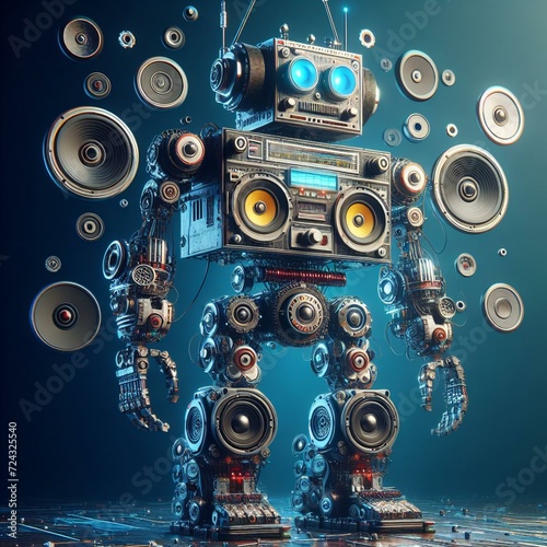 robot made of analog stereo equipment