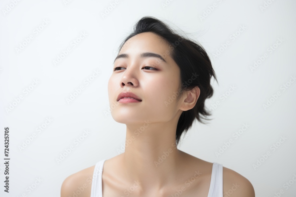 Beauty portrait of young asian woman with clean fresh skin. Beauty portrait of young asian woman with clean fresh skin.