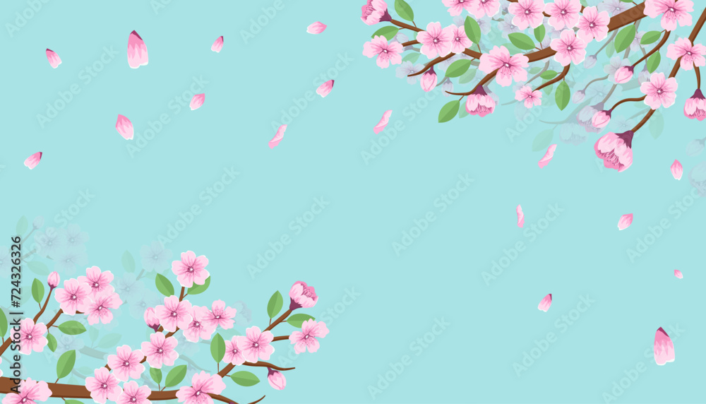 floral background with cherry blossom in full bloom