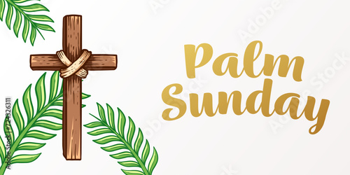 hand drawn palm sunday horizontal banner poster illustration