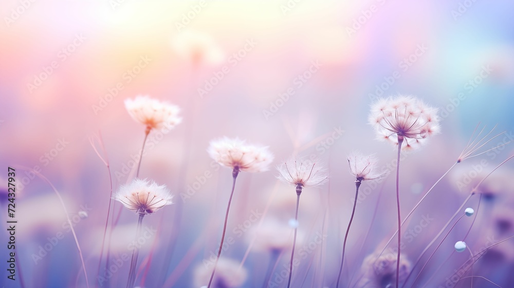 Image of dandelions on a pastel background.
