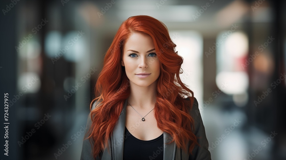 Image of female tech entrepreneur with vibrant red hair.