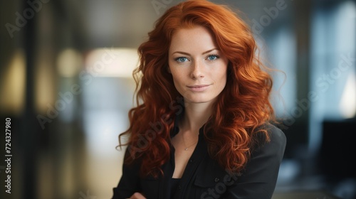 Free Download Image of female tech entrepreneur with vibrant red hair. - GFXLoad
