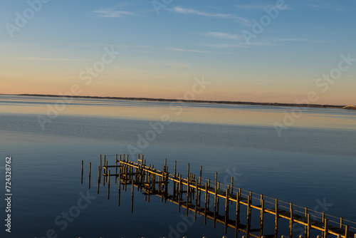 sunset reflected over the lake