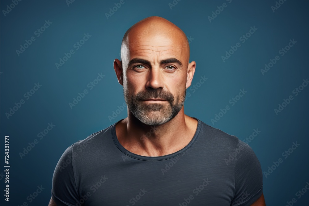 Portrait of a mature man with a beard on a blue background. Portrait of a mature man with a beard on a blue background.