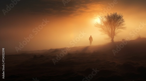Image of silhouette of a man in a fog.