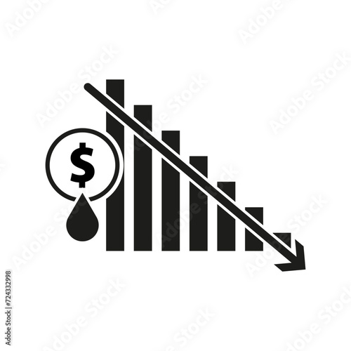Oil price down icon. Vector illustration. EPS 10.