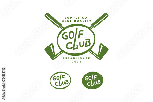 golf club with golf stick badge logo vector collection for golfer, golf sport and champion
