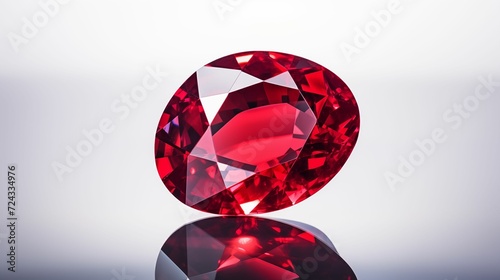 Red gemstone on a white background.