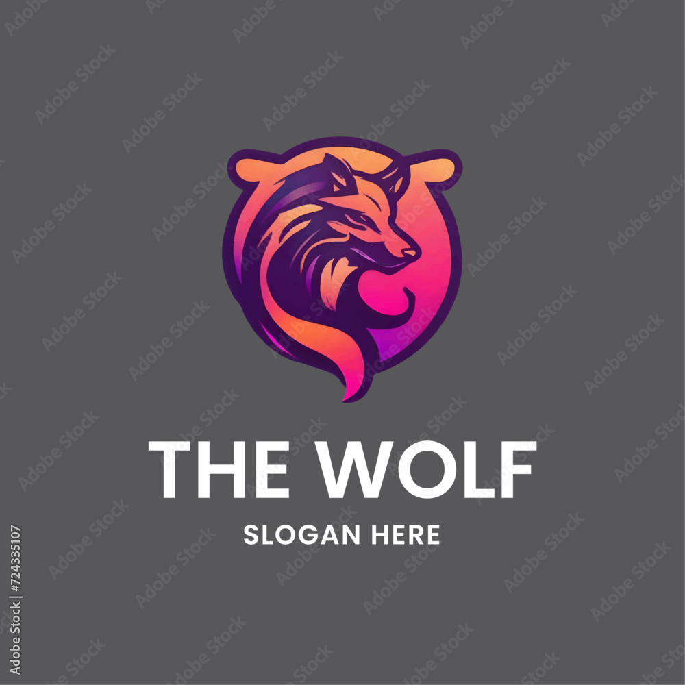 wolf logo design gradient style