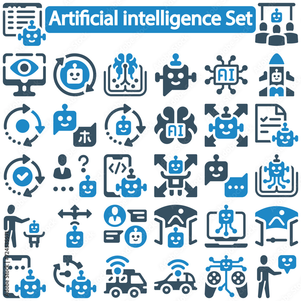 Artificial intelligence icon Set vector illustration