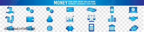 Money Cash Card Credit Dollar Bank icon collection editable stroke vector