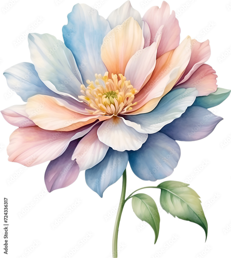 Watercolor painting of a cute pastel flower. Watercolor painting of a cute pastel flower.