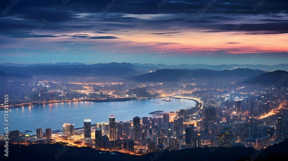 Panoramic view of the city of Seoul, South Korea.