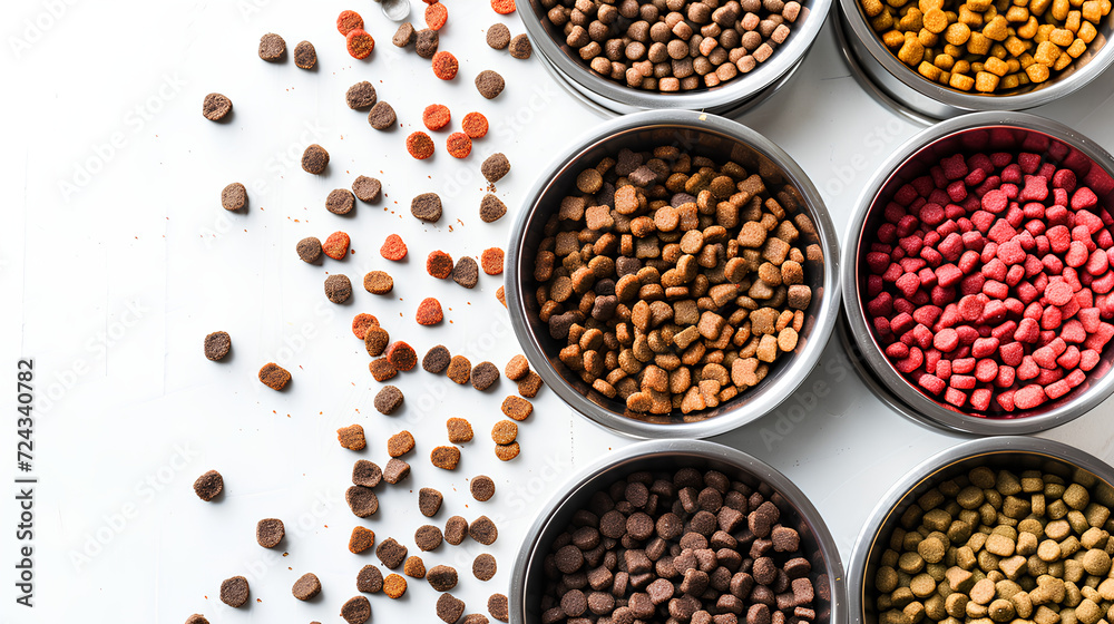 Dog and Cat food, Pellet food, on white background Dog and Cat food, Pellet food, on white background