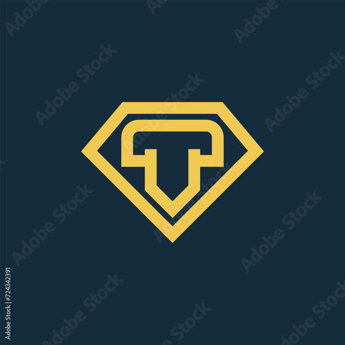 Diamond T Letter Logo. T letter initial logo template with modern and iconic style diamond icon
