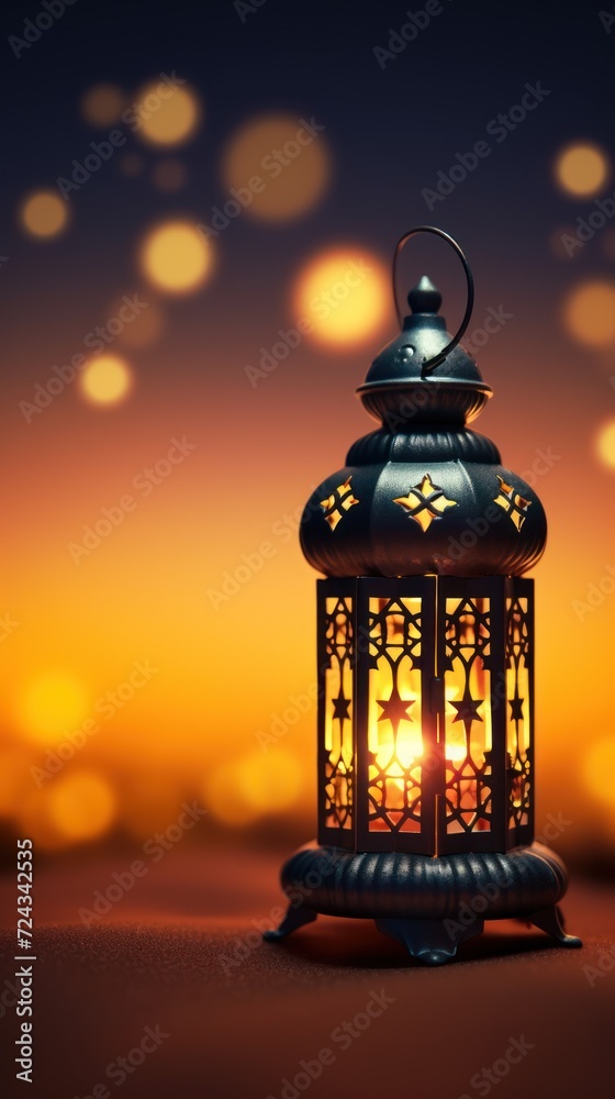 Islamic Lantern Amidst the Serene Desert Under a Starry Sky Islamic Lantern Amidst the Serene Desert Under a Starry Sky