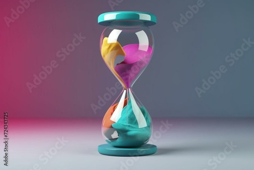 Colorful 3D hourglass. Generative AI