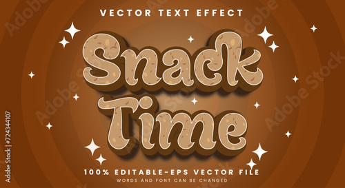 Fun snacks time editable text effect template with abstract background style photo
