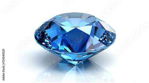 Blue Diamond on white background. copy space. generatve ai