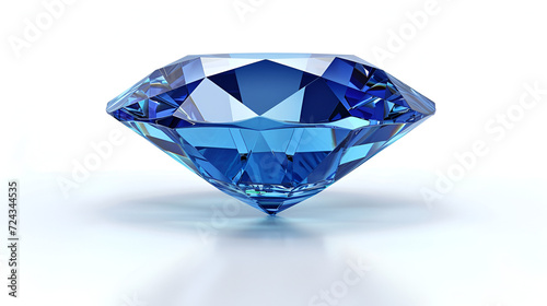 Blue Diamond on white background. copy space. generatve ai