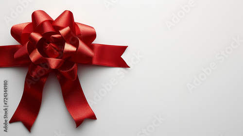 Red gift bow on white Background, Red ribbon, red gift, ribbon, bow, Generative Ai 