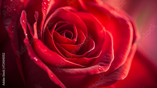 Close up macro shot of a red rose flower petals with raindrops for background or wallpaper. 